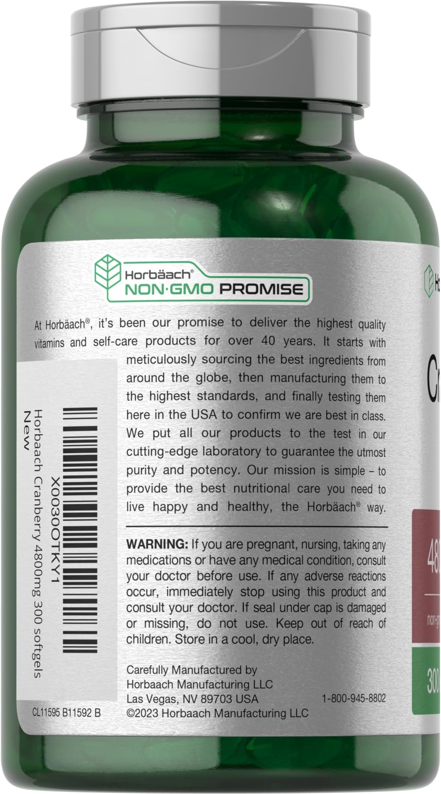 Cranberry Pills label close-up showing product details
