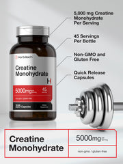 Horbäach Creatine Monohydrate bottle back with nutrition facts