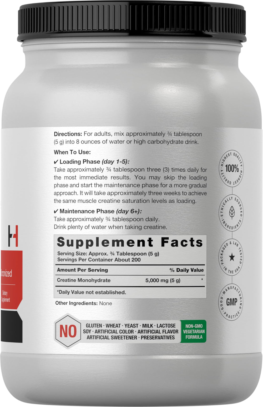 Horbäach Creatine Monohydrate Powder label front