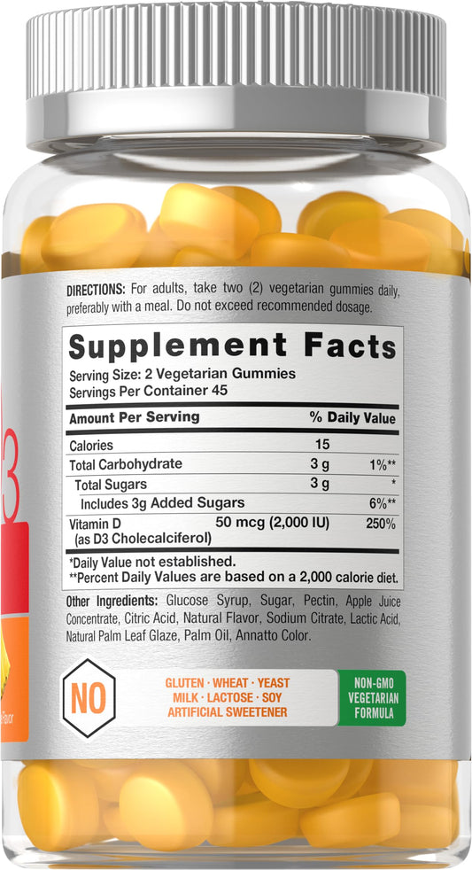 Horbäach Vitamin D3 2000 IU Gummies Pineapple flavor packaging close-up