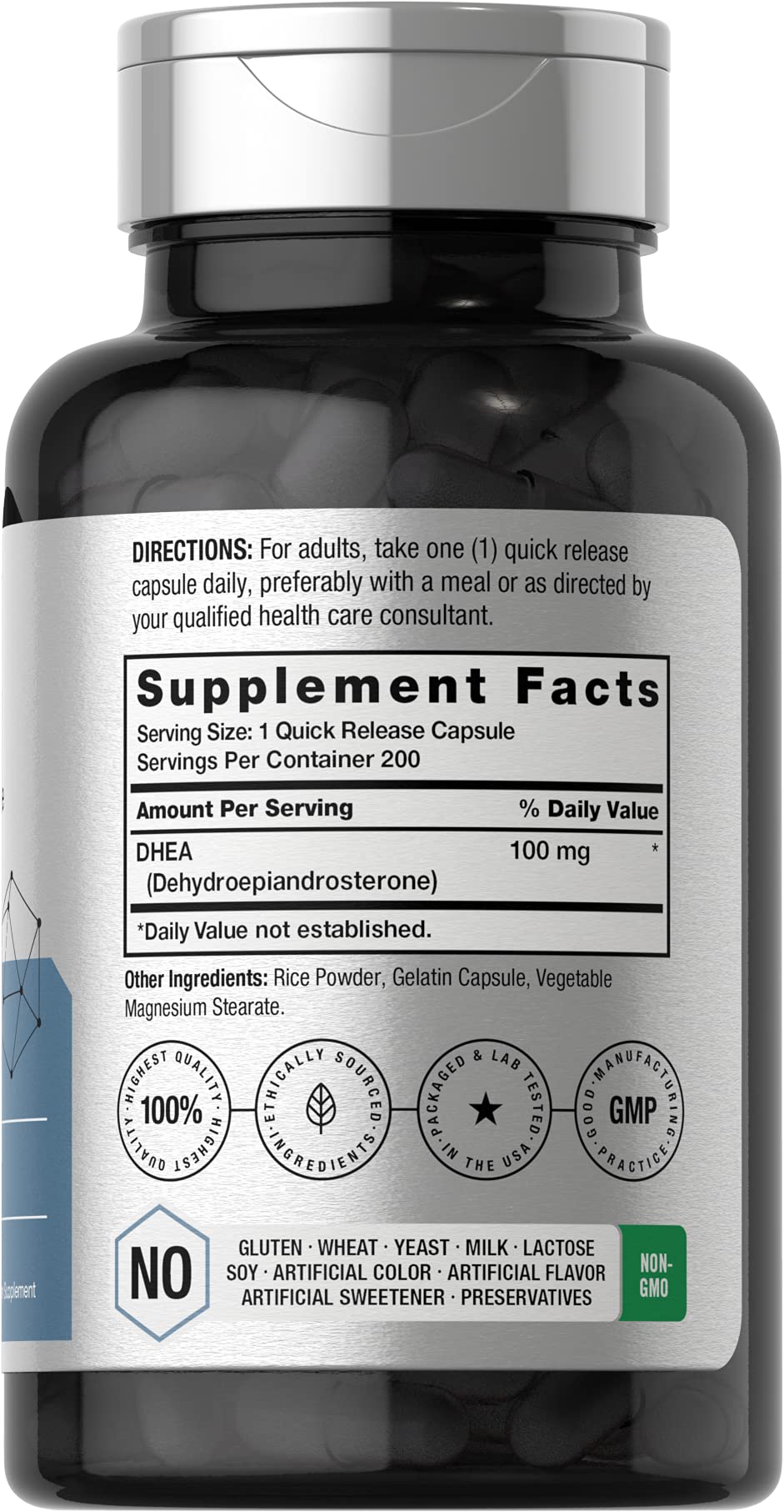 Horbäach DHEA 100mg product label