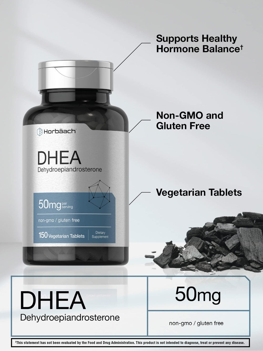 Front packaging of Horbaach DHEA 50mg (Pack of 2)