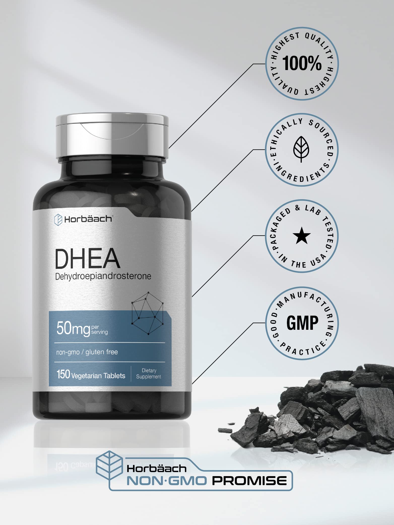 Gluten-free, Non-GMO DHEA supplement branding