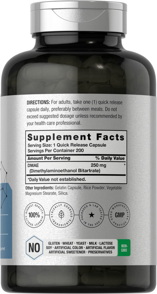 Bottle packaging for Horbaach DMAE 250 mg 200 capsules