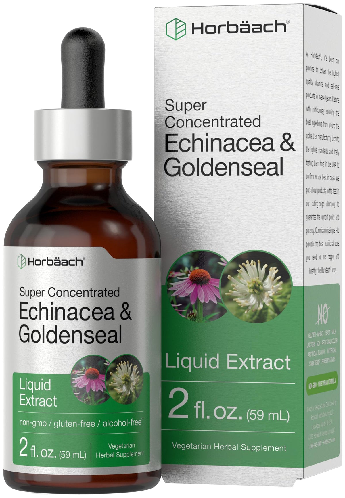 Horbaach Echinacea Goldenseal Liquid Tincture 2 oz bottle