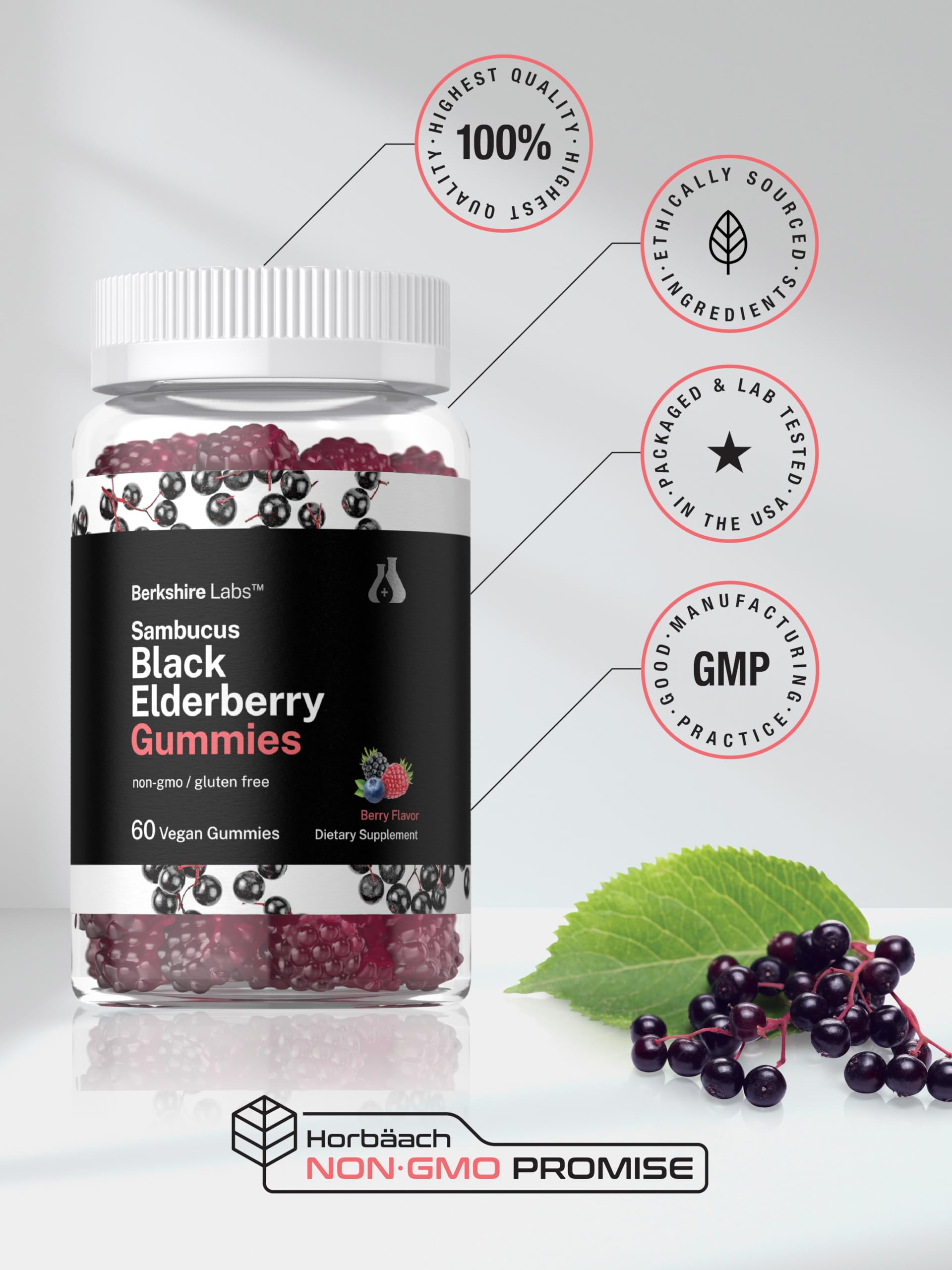 Ingredients label for Horbaach Black Elderberry Gummies