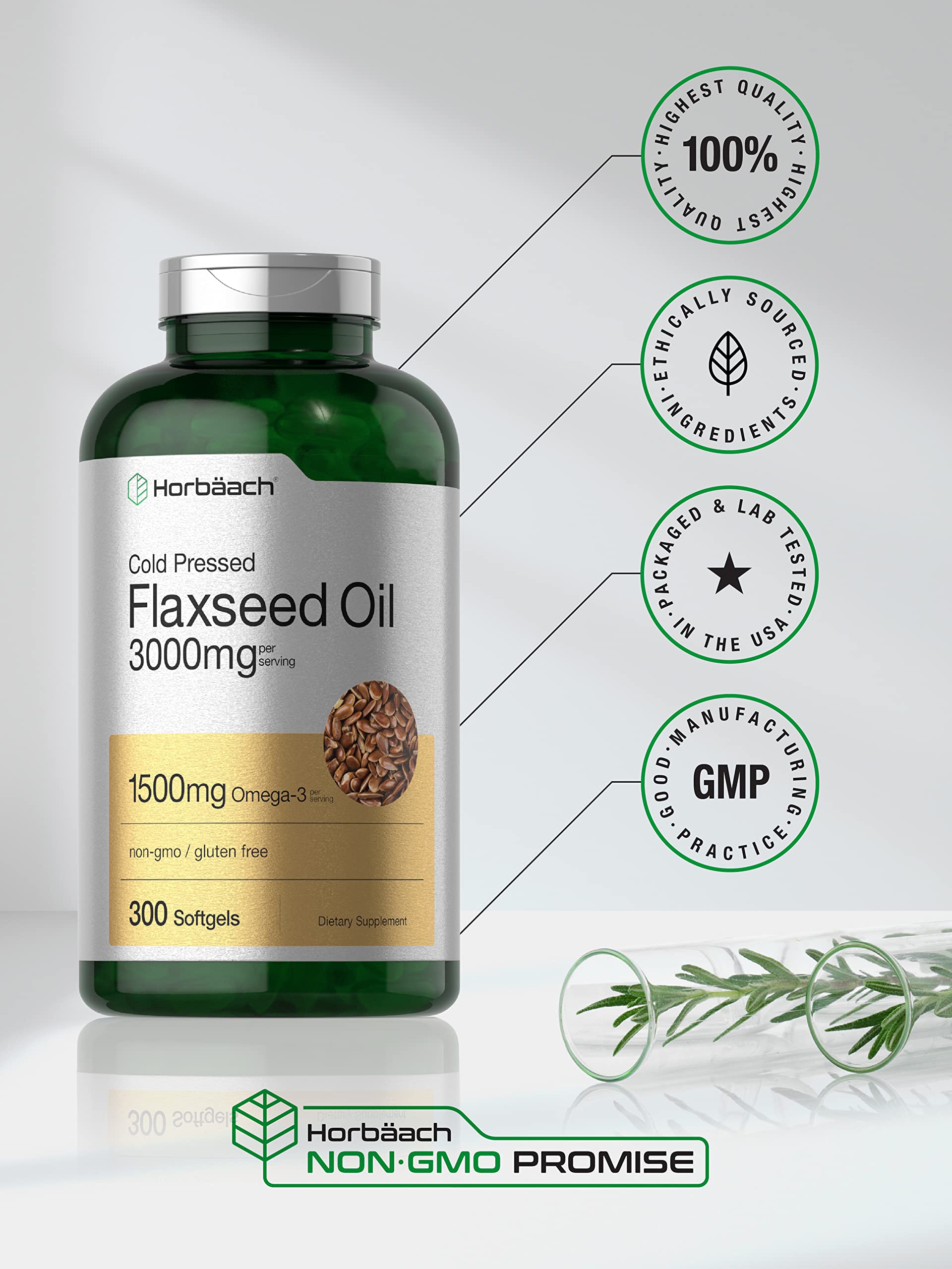Cold-pressed flaxseed oil graphic on product packaging