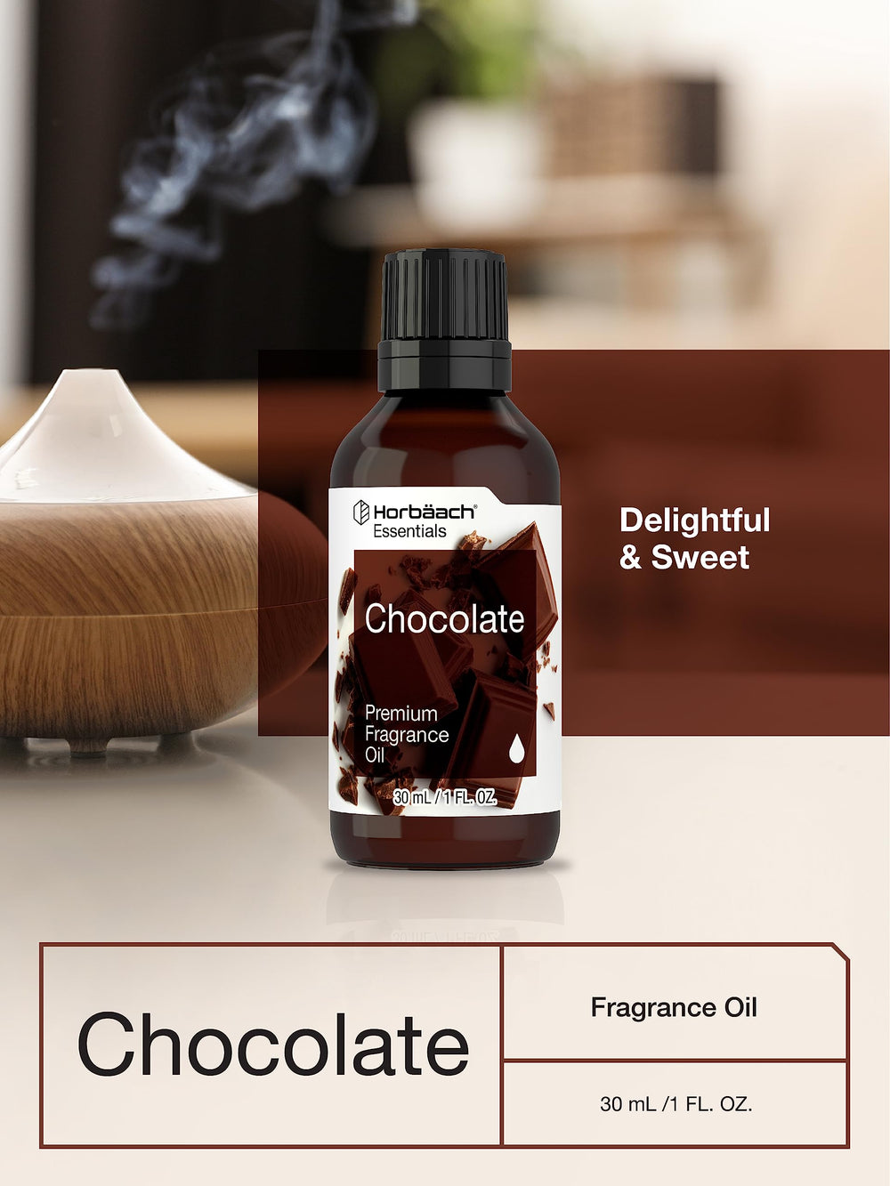 Packaging and label of Horbaach Chocolate Fragrance Oil