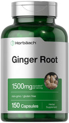 Bottle of Horbaach Ginger Root Capsules 1500mg - 150 Count