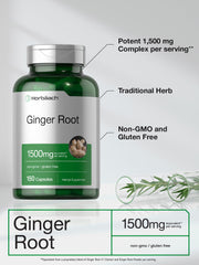 Side view of Horbaach Ginger Root Capsules pack of 2 with 150 capsules