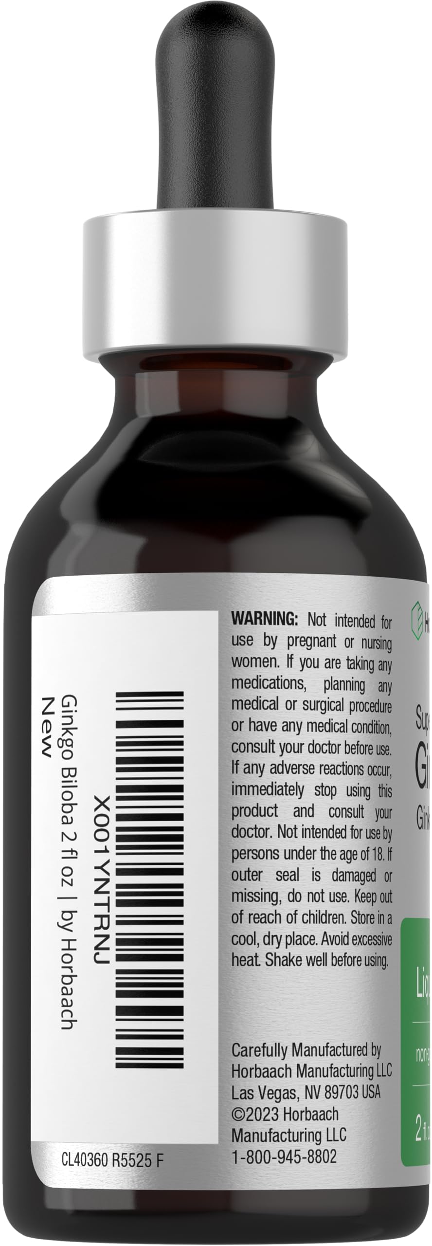 Ginkgo Biloba liquid extract bottle on white background