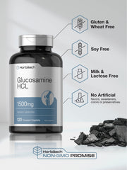 Nutrition facts label for Horbäach Glucosamine HCL 1500mg