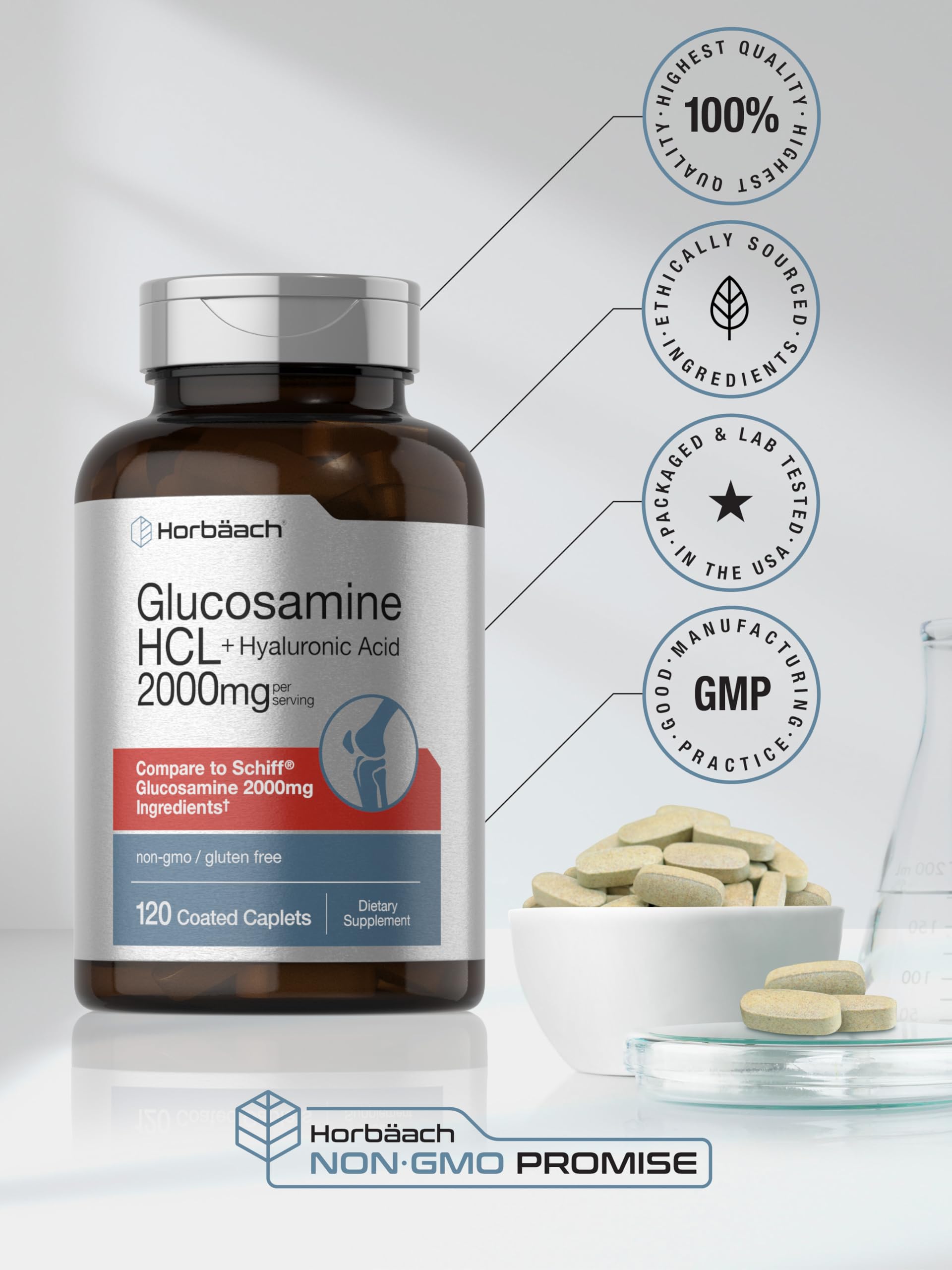 Ingredients list for Horbäach Glucosamine HCL with Hyaluronic Acid