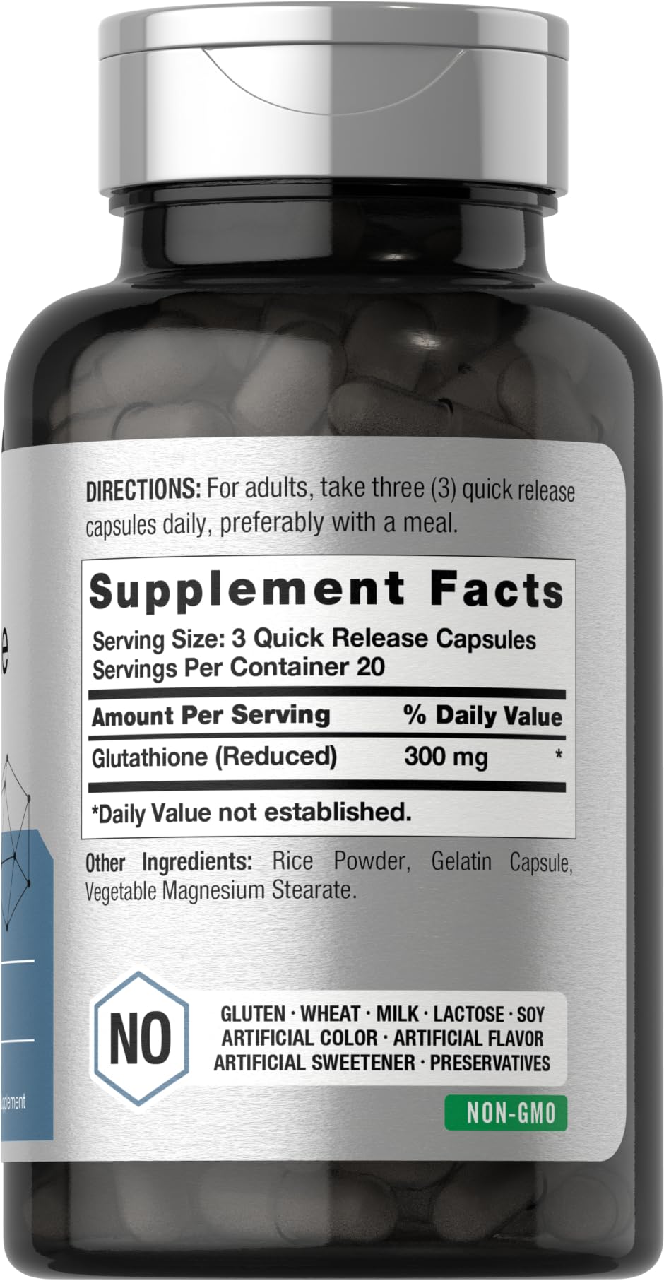 Close-up of Horbaach Glutathione 300 mg capsules