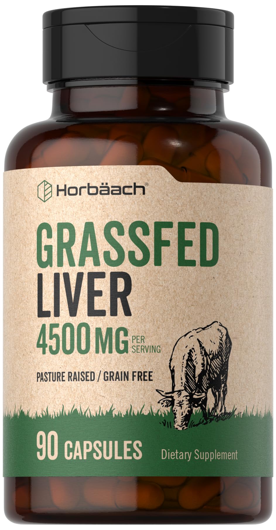 Horbäach Grass Fed Beef Liver bottle label