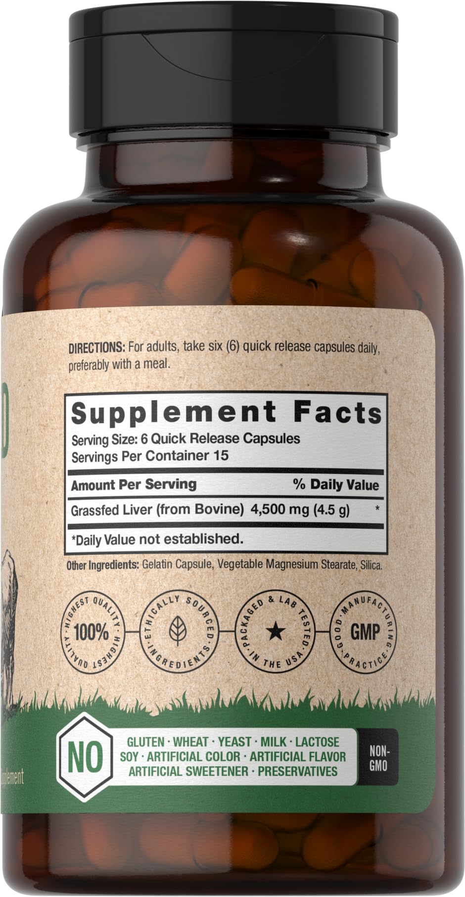 Supplement facts showing 4500 mg per serving