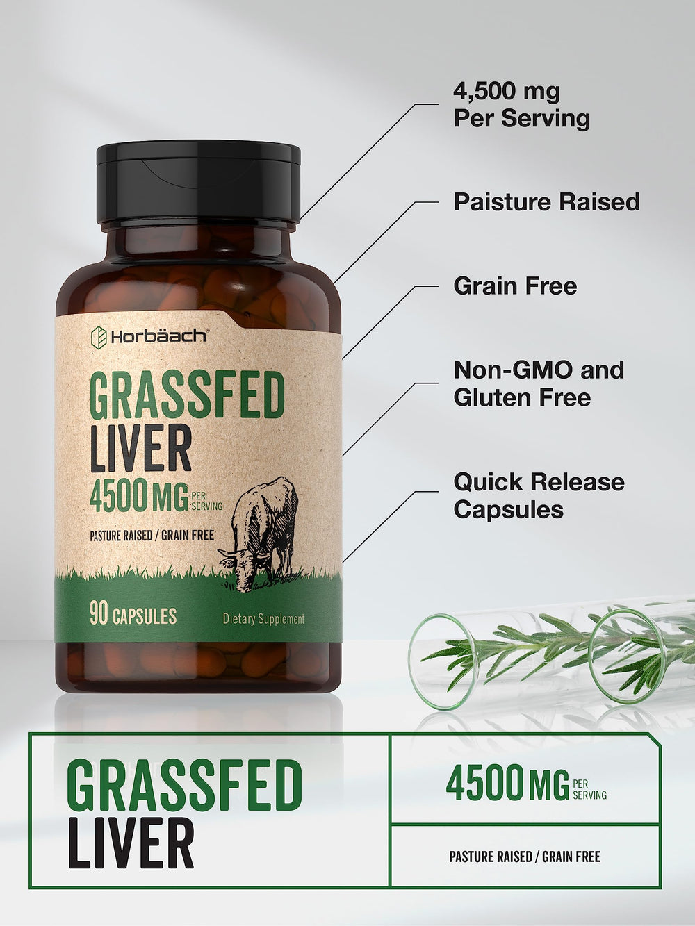 Desiccated beef liver capsules for daily support