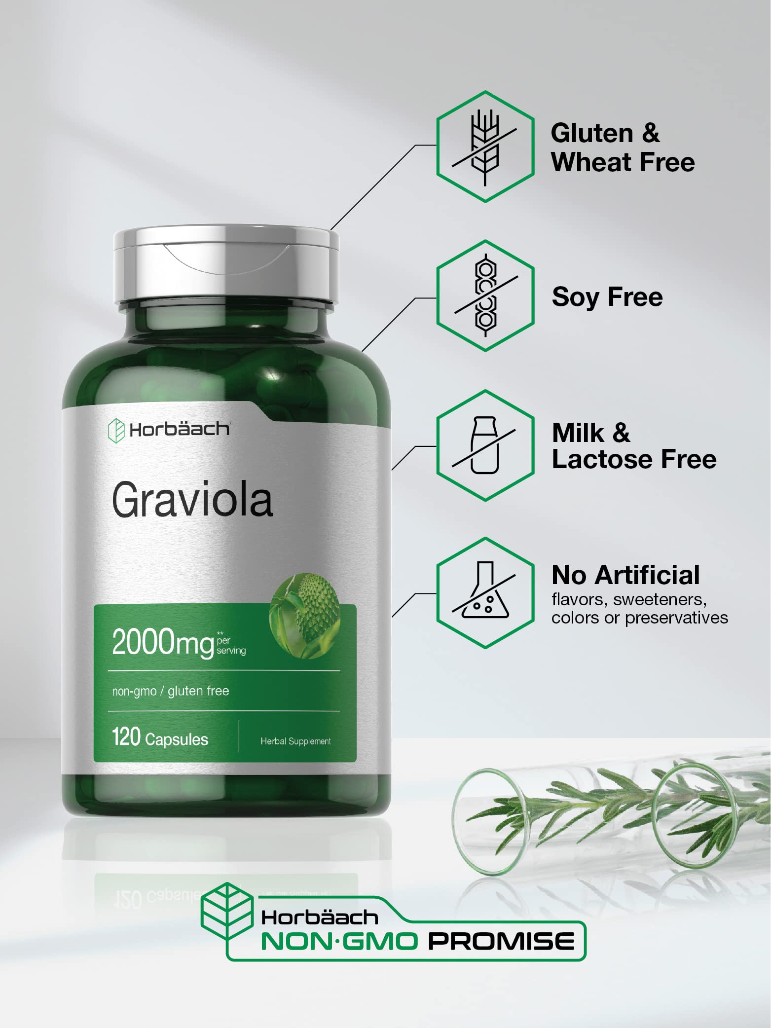 Horbaach Graviola Capsules label close-up