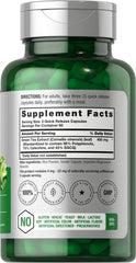Back view with supplement facts for Horbaach Green Tea Extract Capsules
