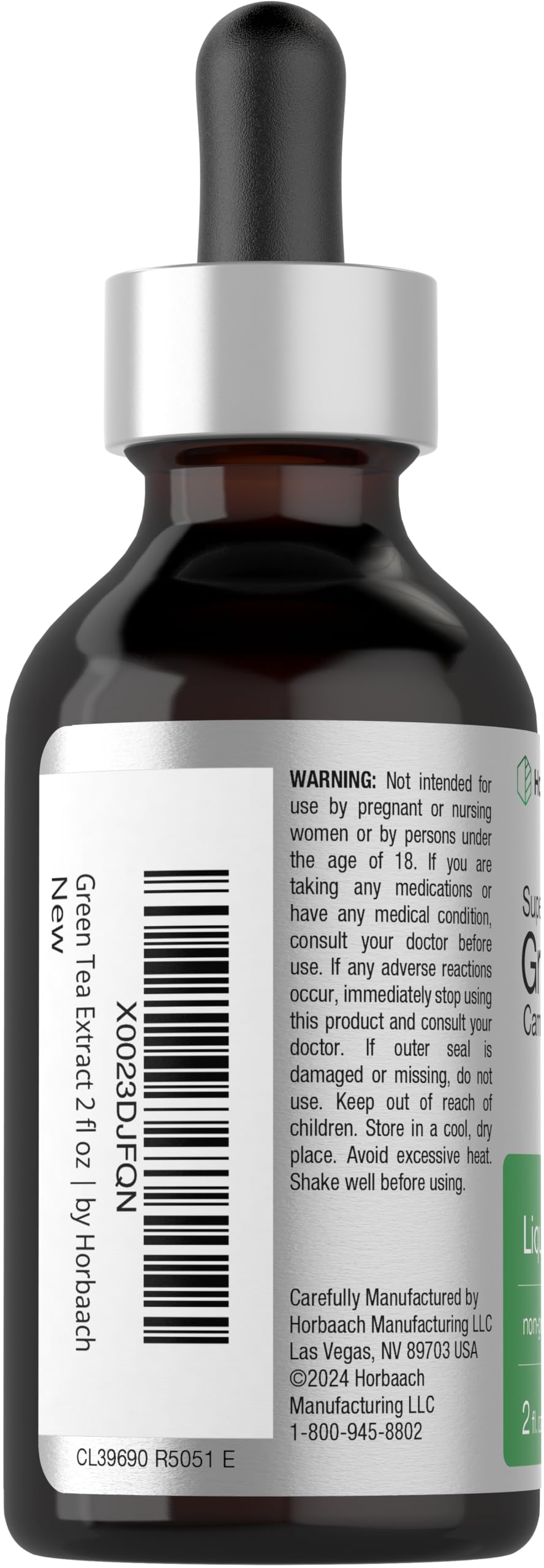 Horbaach Green Tea Extract Liquid Drops label