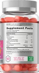 Close-up of fruit-flavored gummies inside the bottle