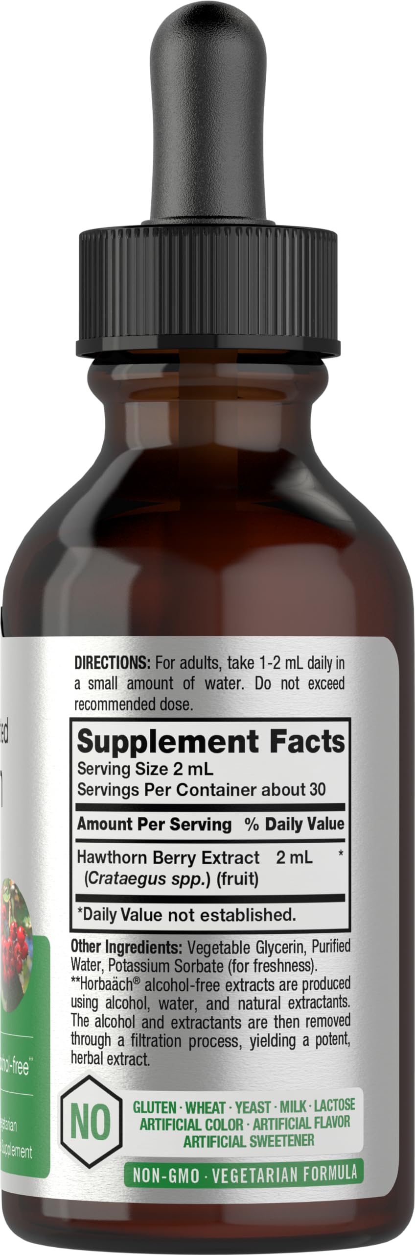 Close-up of Horbaach Hawthorn Berry Extract tincture dropper