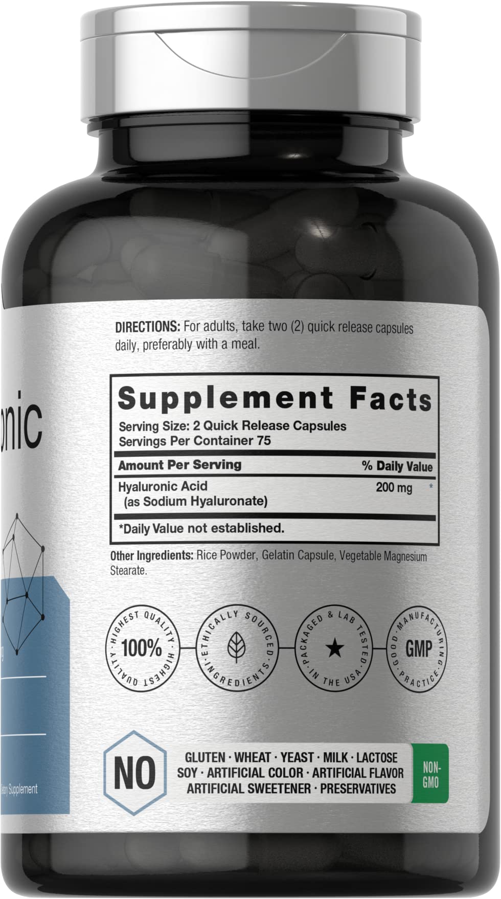 Close-up of quick-release hyaluronic acid capsules