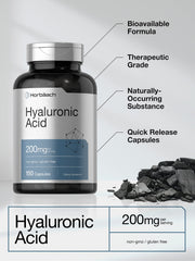 Nutrition facts label for Horbäach Hyaluronic Acid Supplement