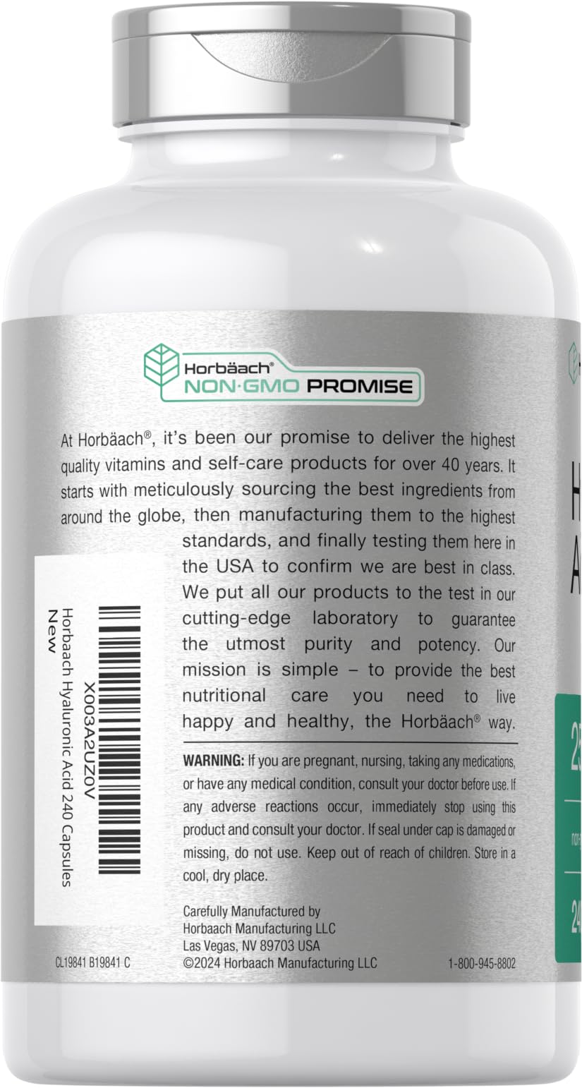 Front view of Horbaach Hyaluronic Acid bottle