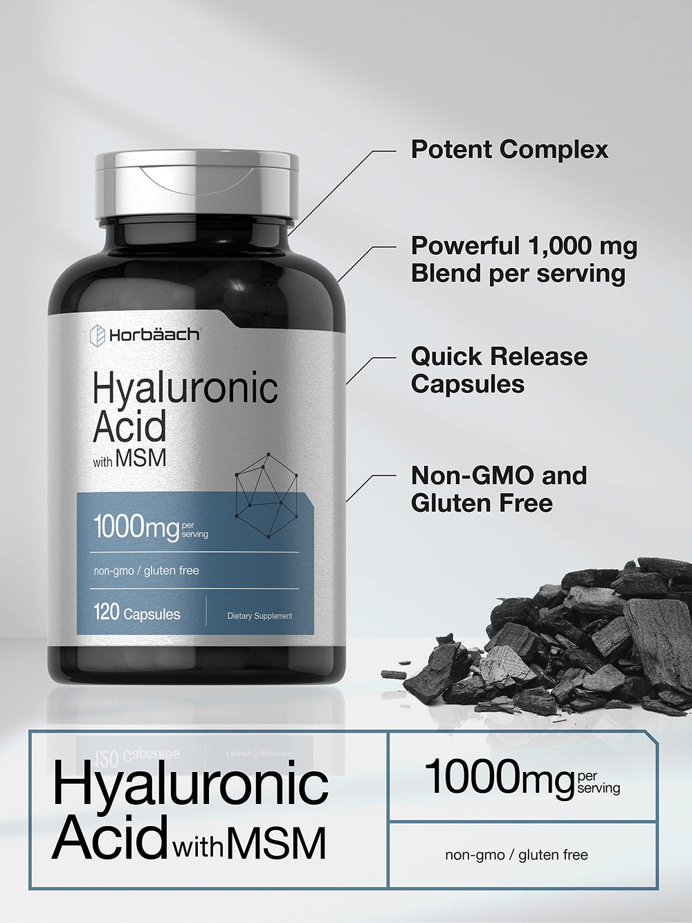 Horbäach Hyaluronic Acid with MSM capsules in blister pack
