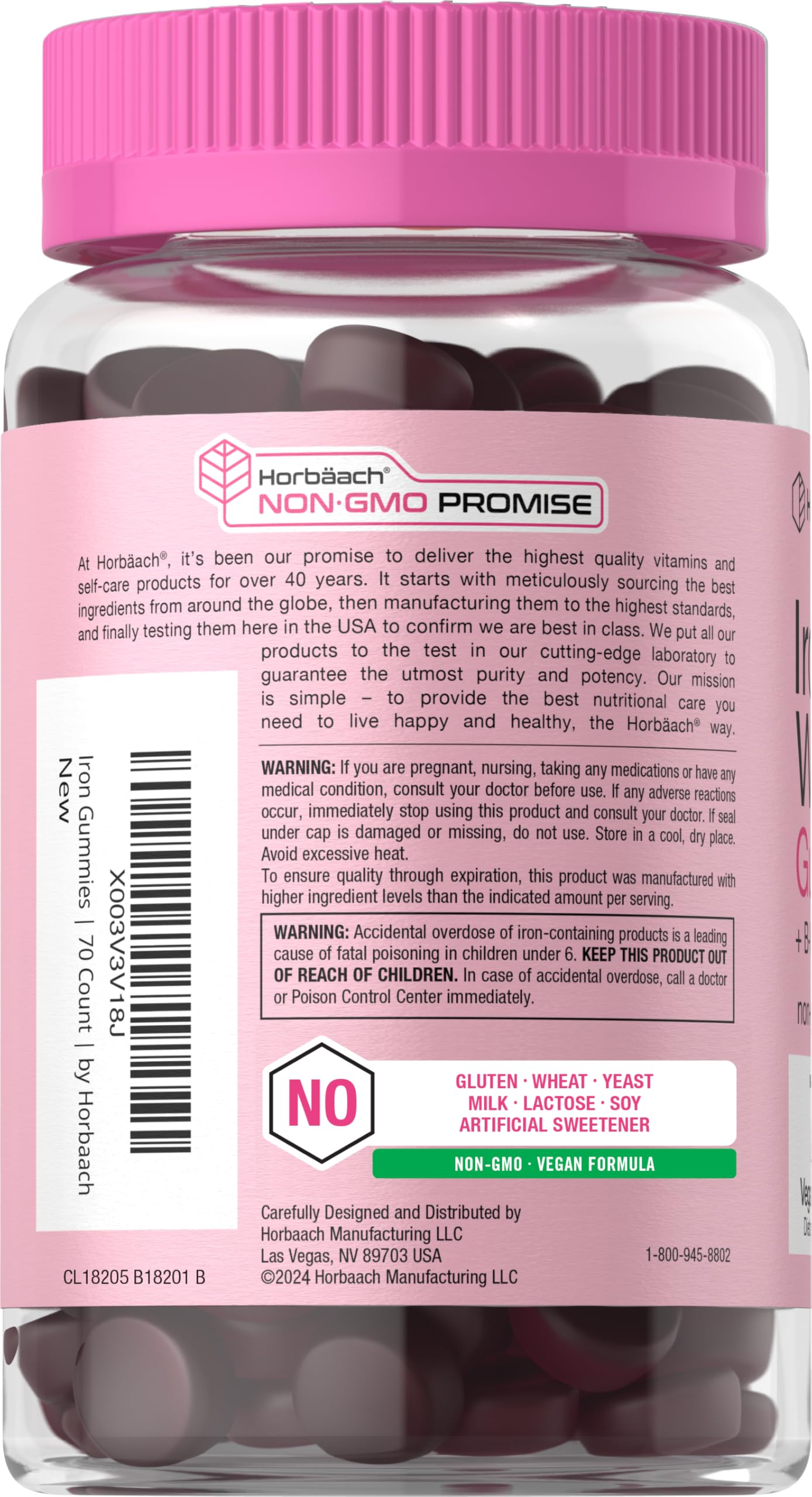 Grape-flavored vegan iron gummy supplement