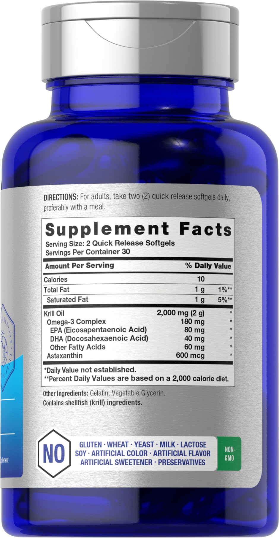 Back label of Horbäach Krill Oil 2000mg bottle
