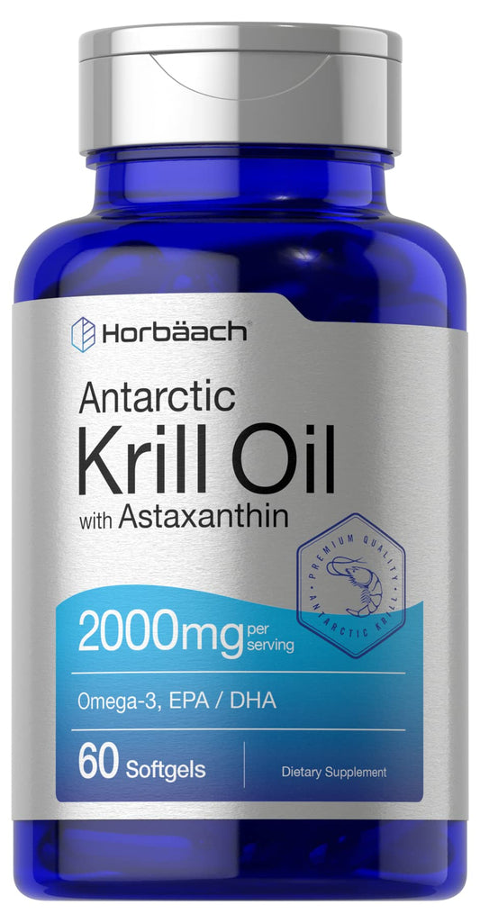 Horbäach Antarctic Krill Oil bottle – 60 softgels front view