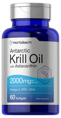 Horbäach Antarctic Krill Oil bottle – 60 softgels front view