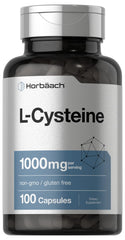 Horbäach L-Cysteine 1000mg bottle and capsules