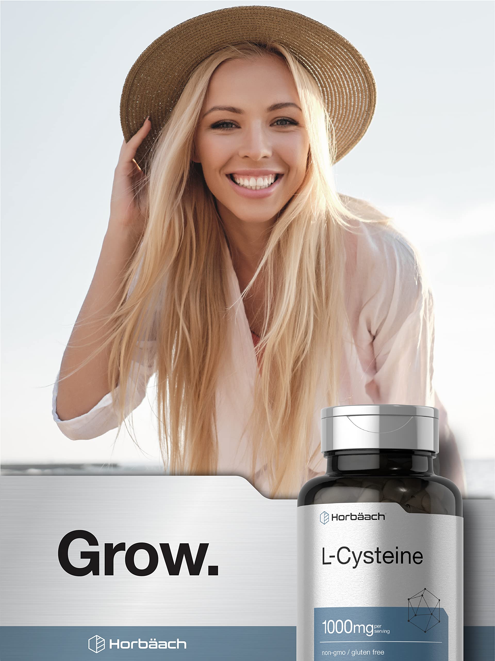 100-capsule bottle of Horbäach L-Cysteine 1000mg