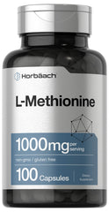 Horbäach L-Methionine 1000mg bottle and capsules