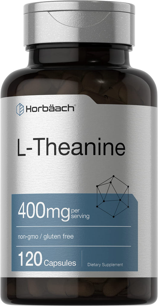 Horbäach L-Theanine 400mg bottle with 120 capsules