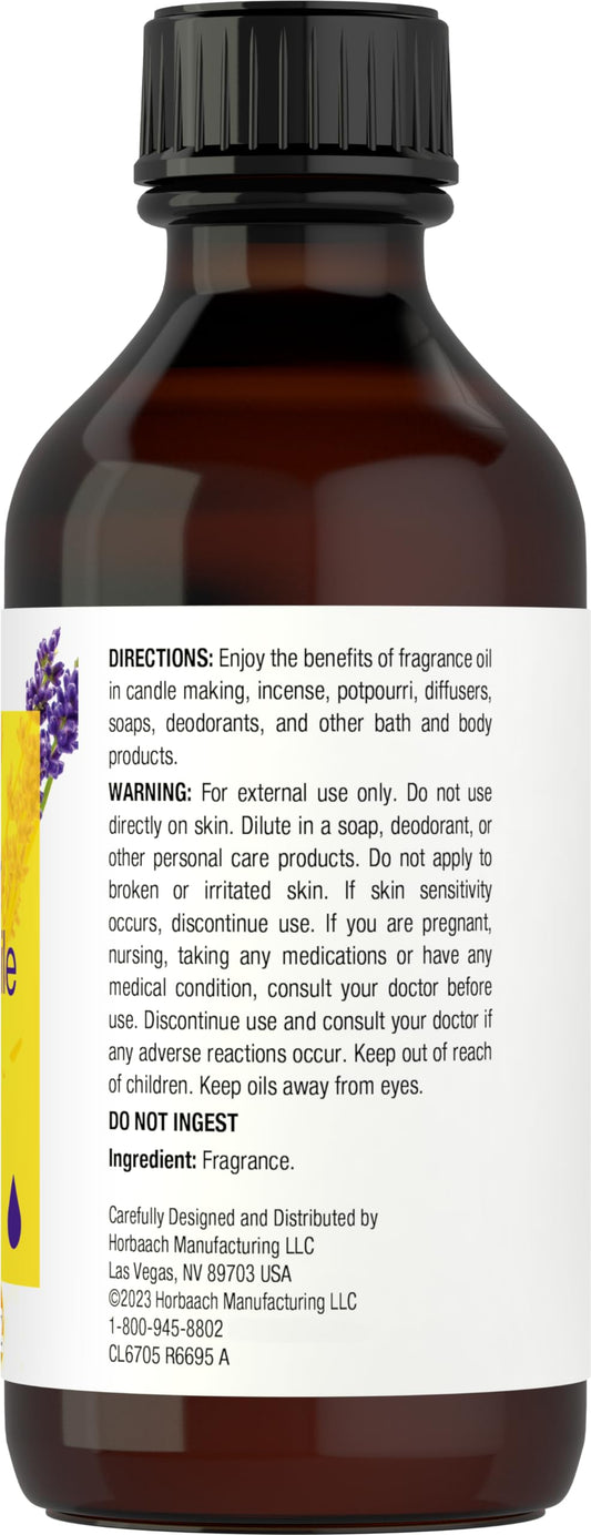 Close-up of Horbäach Lavender Chamomile Fragrance Oil in amber bottle