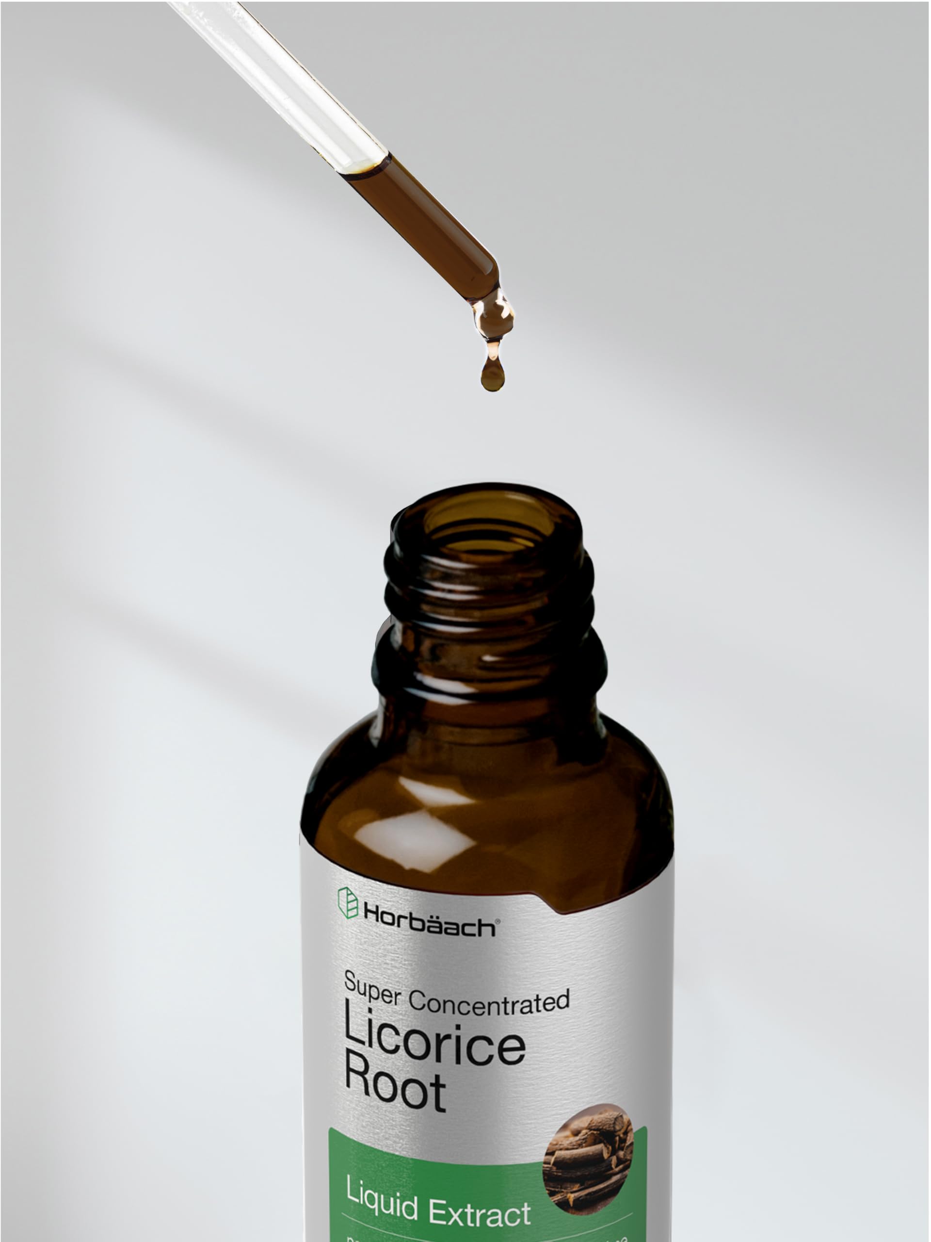 2 oz bottle of Horbäach Licorice Root Extract with dropper