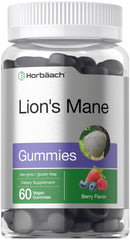 Bottle of Horbäach Lion's Mane Supplement 60 vegan gummies