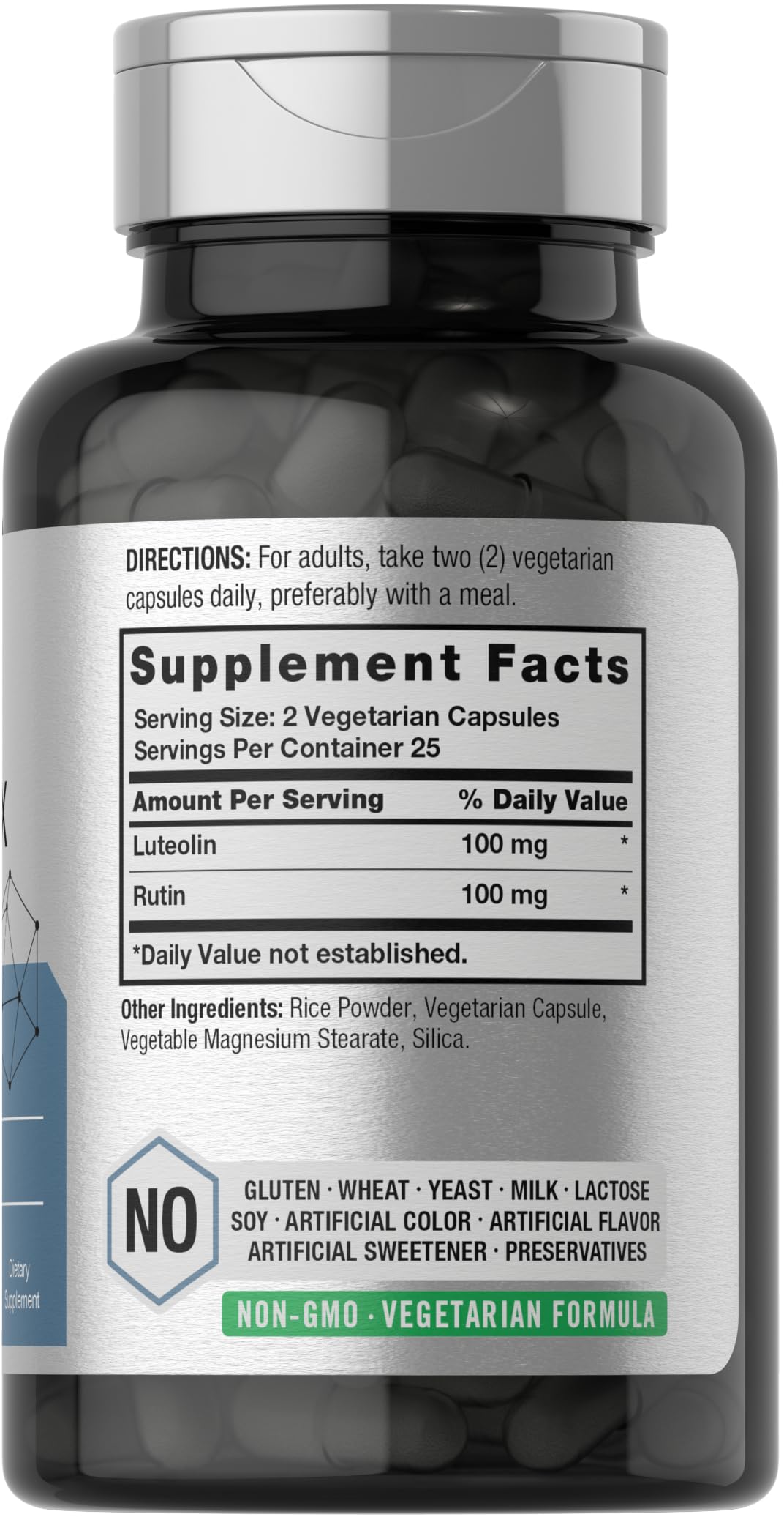 Product label showing Luteolin Complex with Rutin