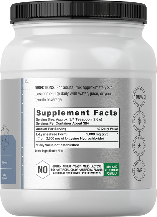 L-Lysine Powder label close-up - Horbaach