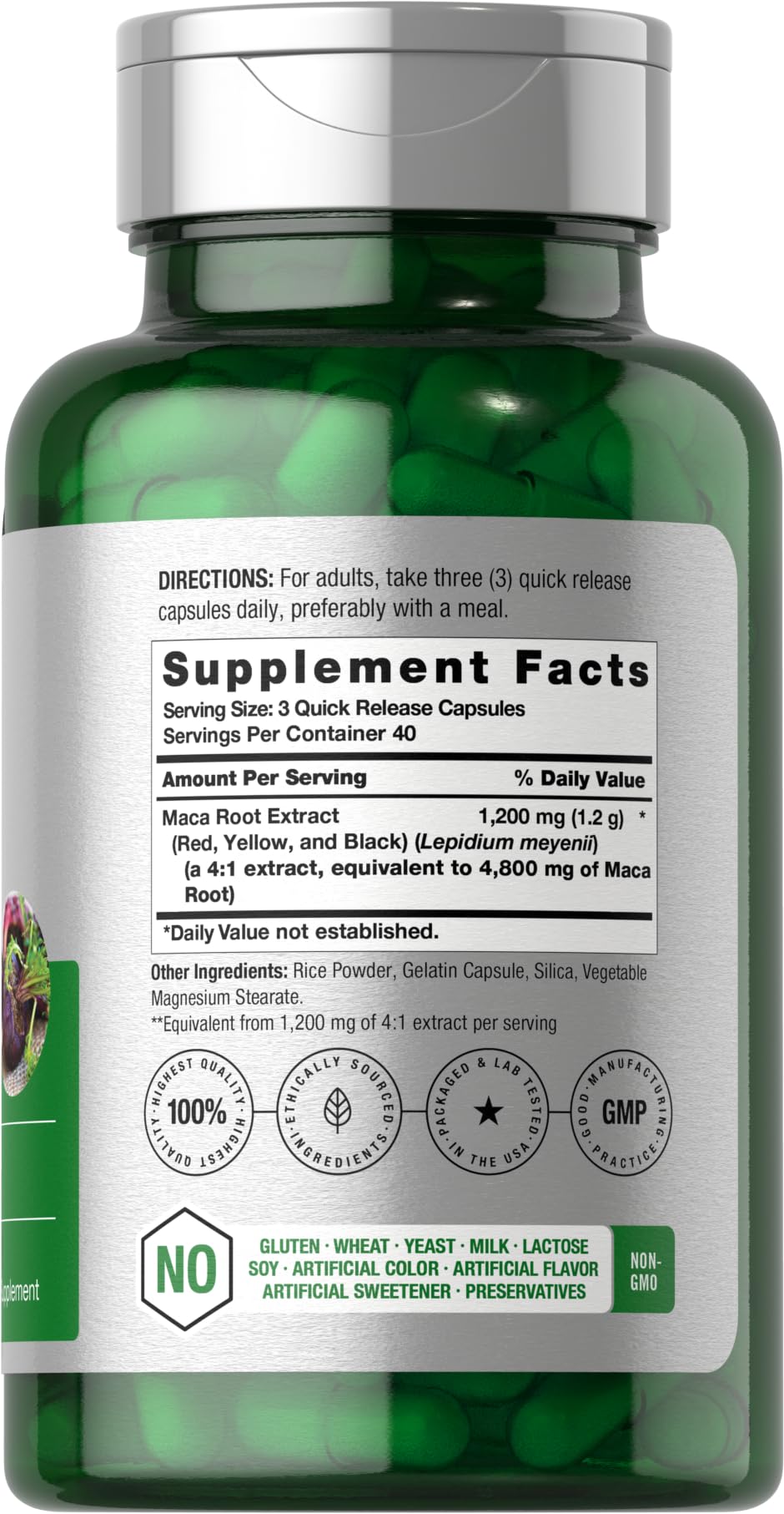 Label detail showing 120 capsules
