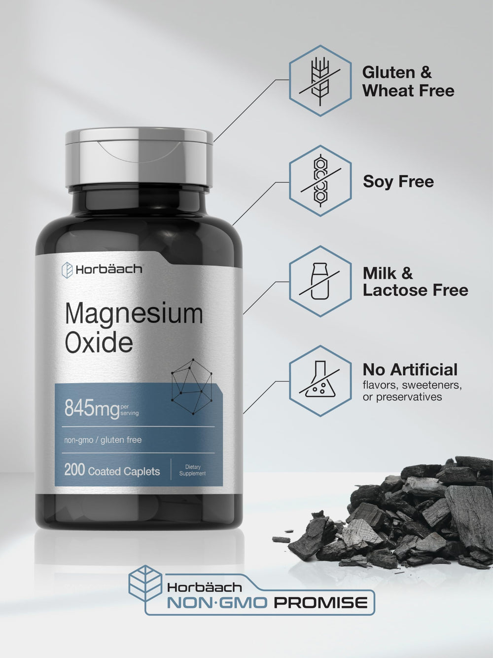 Vegetarian symbol on Horbaach Magnesium Oxide packaging