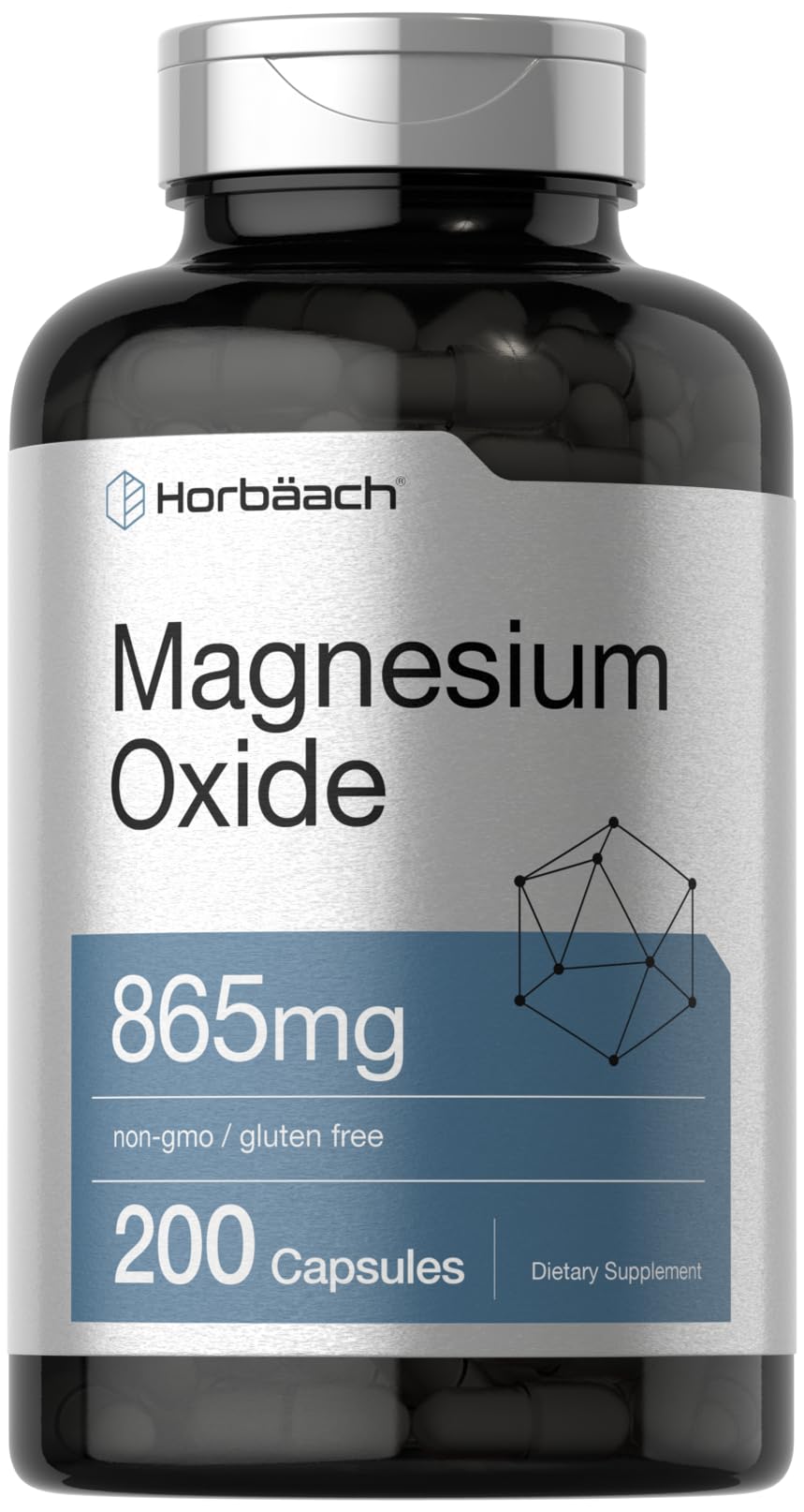 Horbäach Magnesium Oxide 865 mg bottle - front view