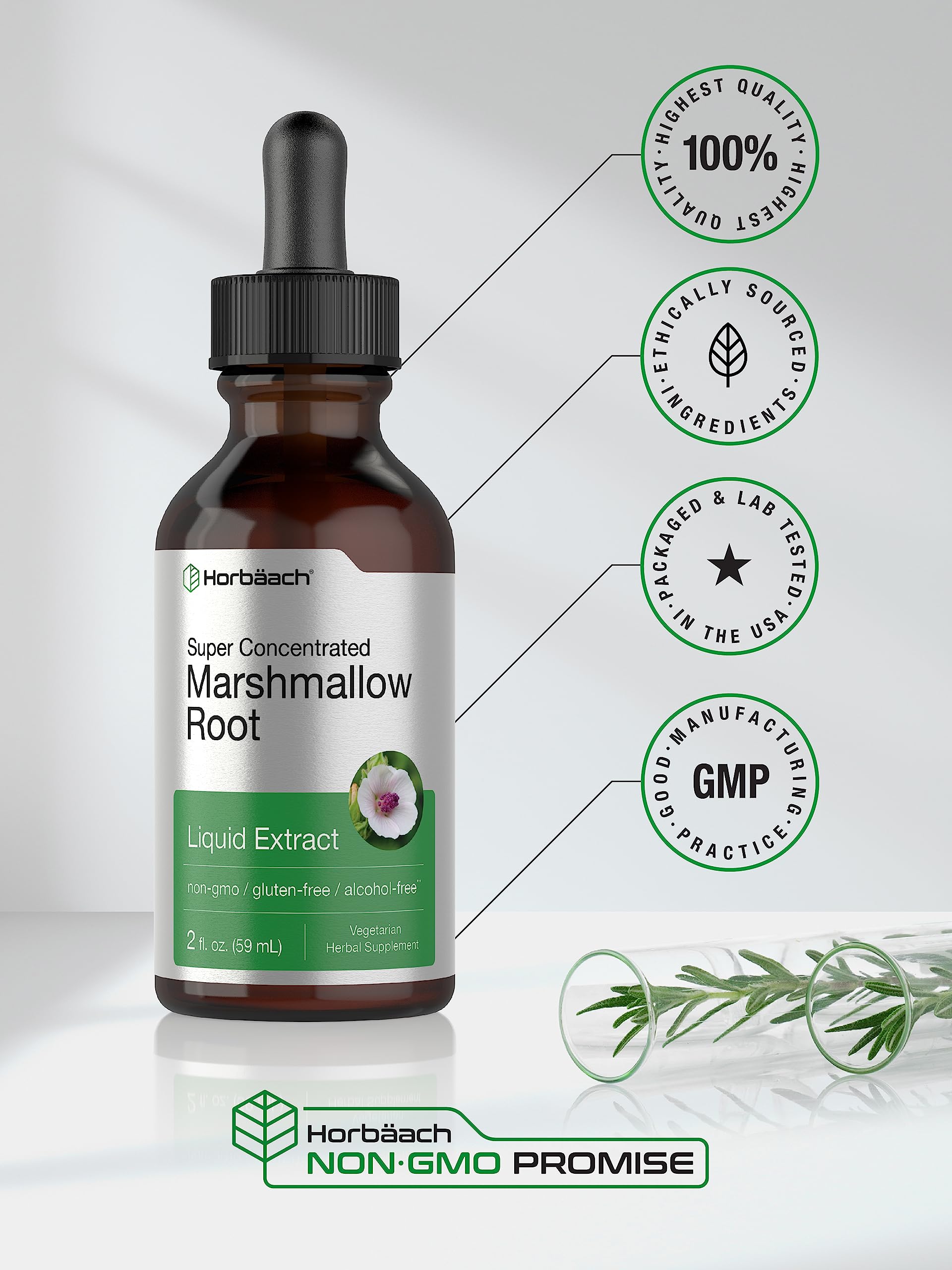 Alcohol-free liquid extract in a dropper bottle