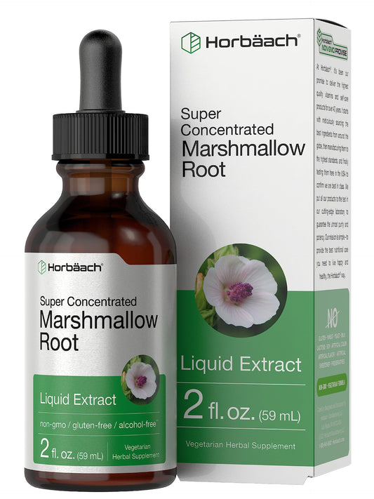 Front view of Horbäach Marshmallow Root Extract Tincture 2 oz bottle