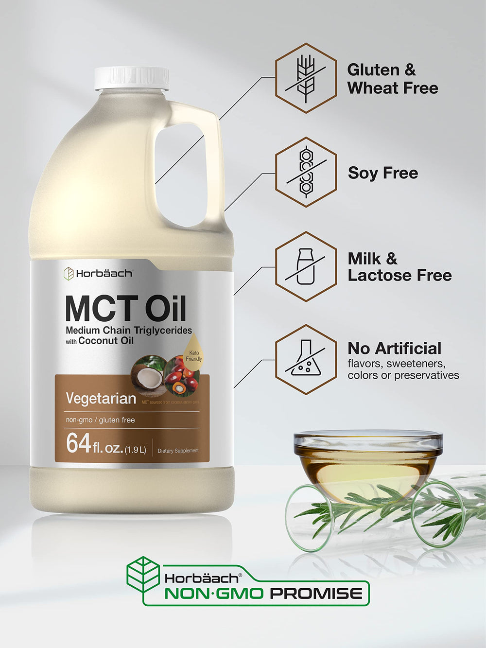 Horbaach MCT Oil 64 oz vegetarian formula