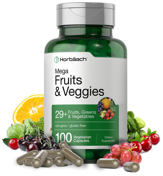 Horbäach Mega Fruits & Veggies bottle front label